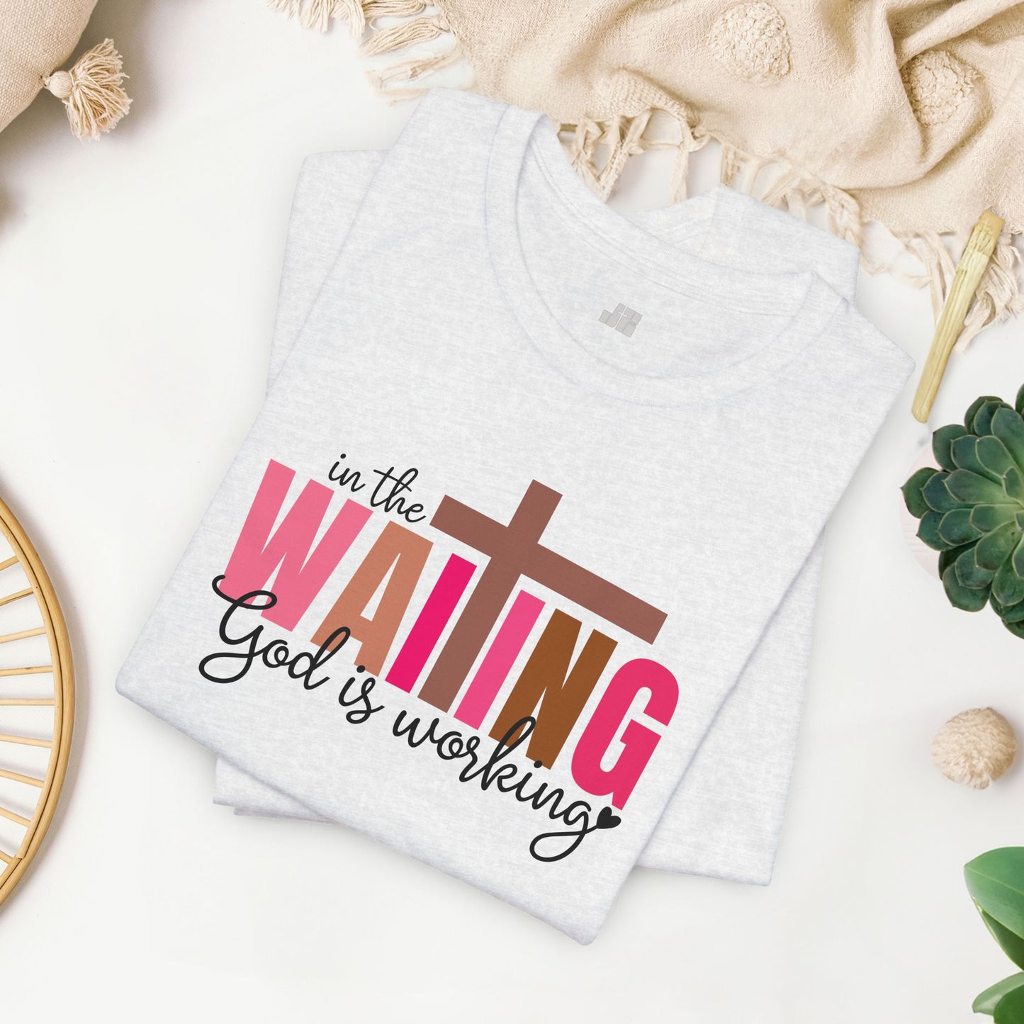 Pink In the Waiting God is Working Christian Soft Cotton Tee