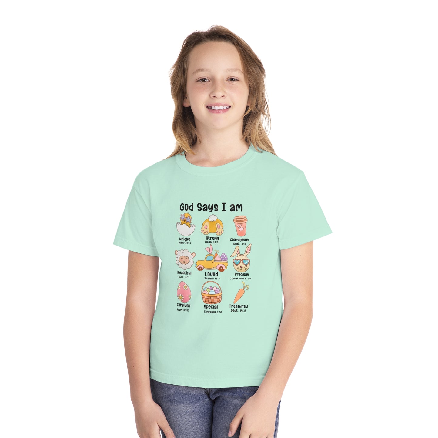 God Says I Am... Comfort Colors Youth Shirt - Christian Easter Shirt