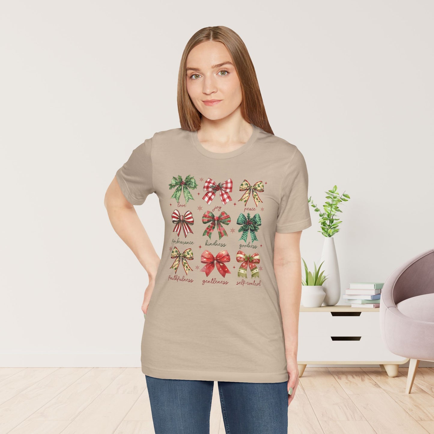 Christmas Fruit of the Spirit Soft Cotton Tee - Holiday Christian Shirt