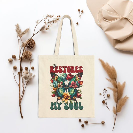 He Restores My Soul Canvas Tote Bag