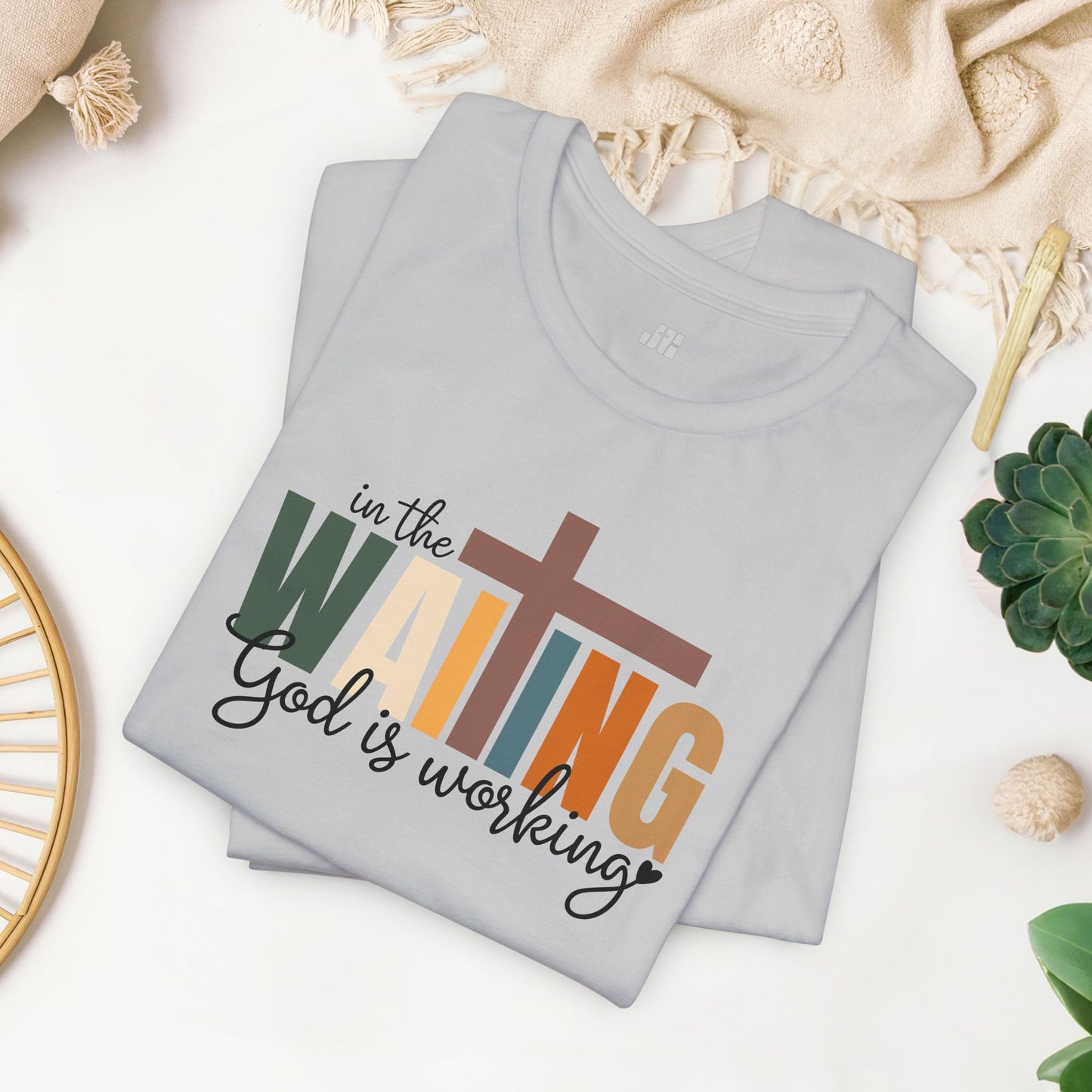 In the Waiting God is Working Christian Soft Cotton Tee