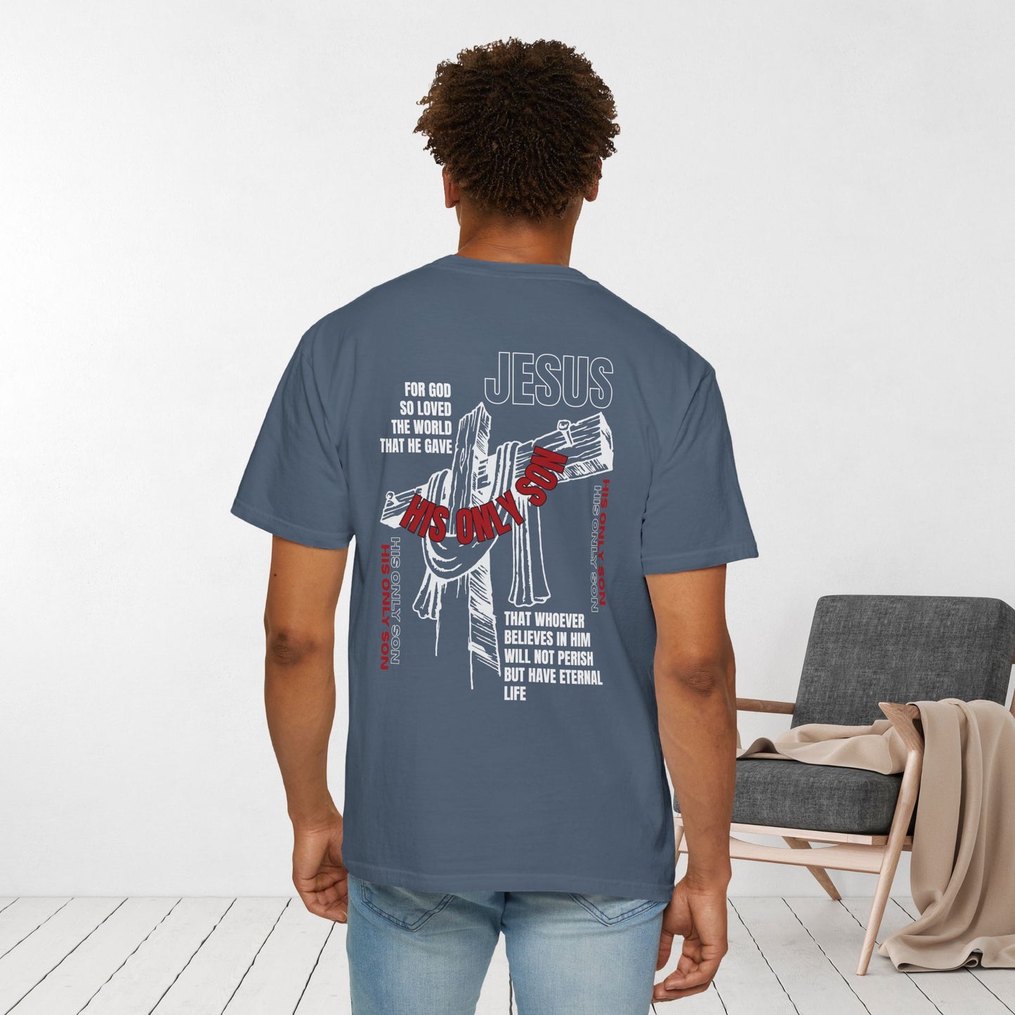 Comfort Colors Men's Bible Verse Shirt John 3:16