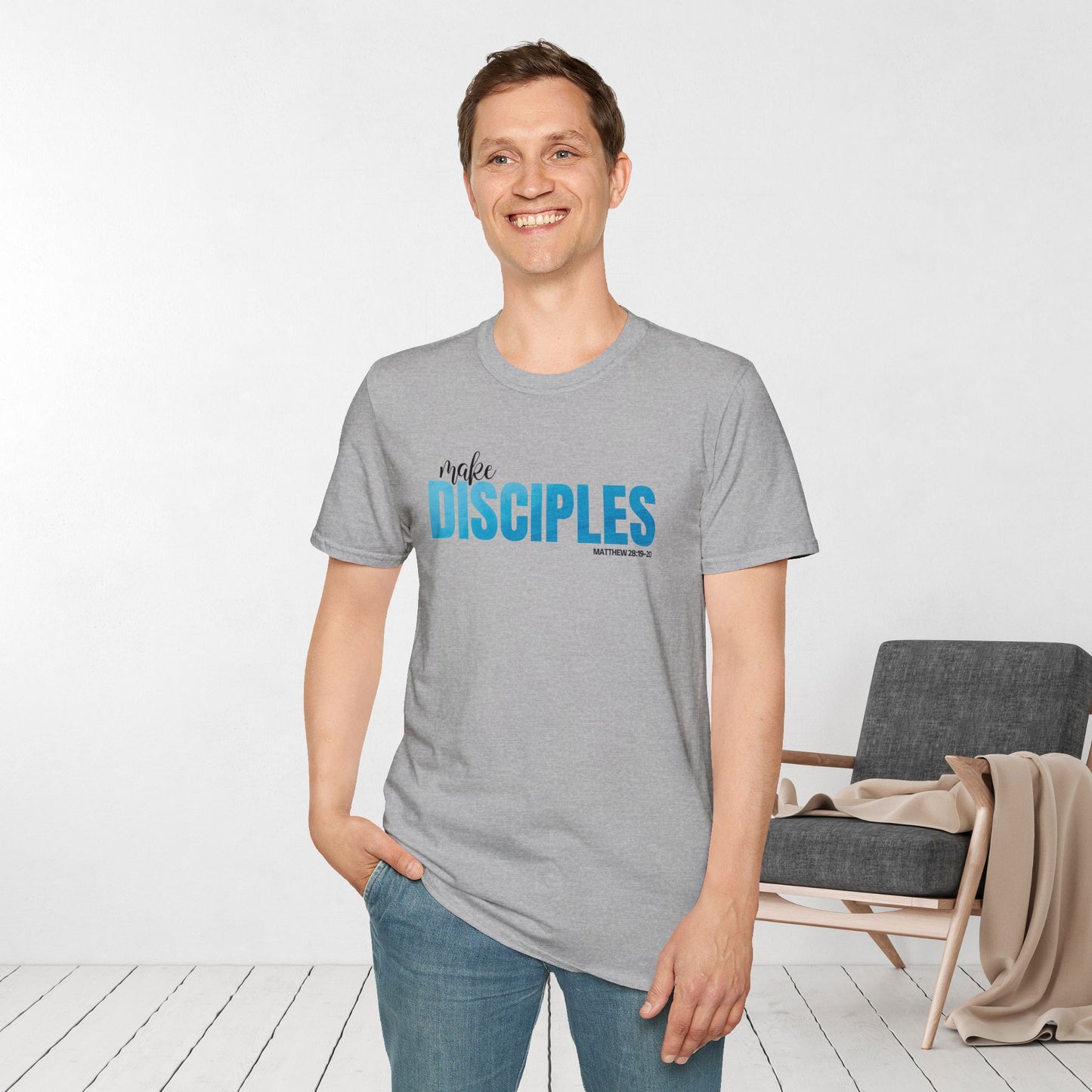 Make Disciples Softstyle T-Shirt - Matthew 28:19-20 Bible Verse Christian Tee