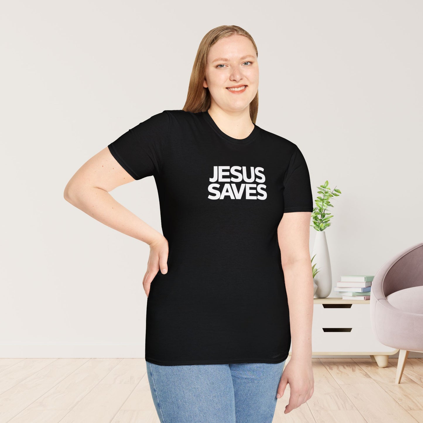 Unisex Jesus Saves Softstyle T-shirt - Acts 4:12 Bible Verse Christian T-shirt