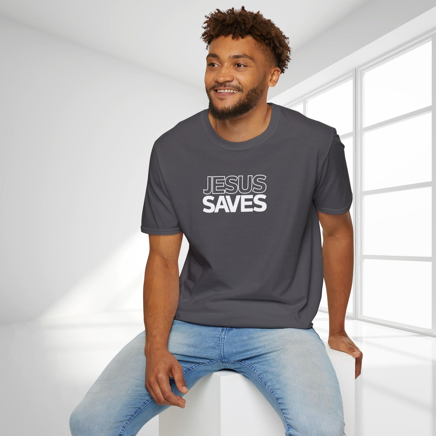 Unisex Jesus Saves Softstyle T-shirt - Acts 4:12 Bible Verse Christian T-shirt