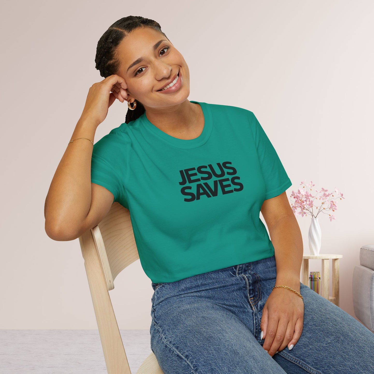 Unisex Jesus Saves Softstyle T-shirt - Acts 4:12 Bible Verse Christian Shirt