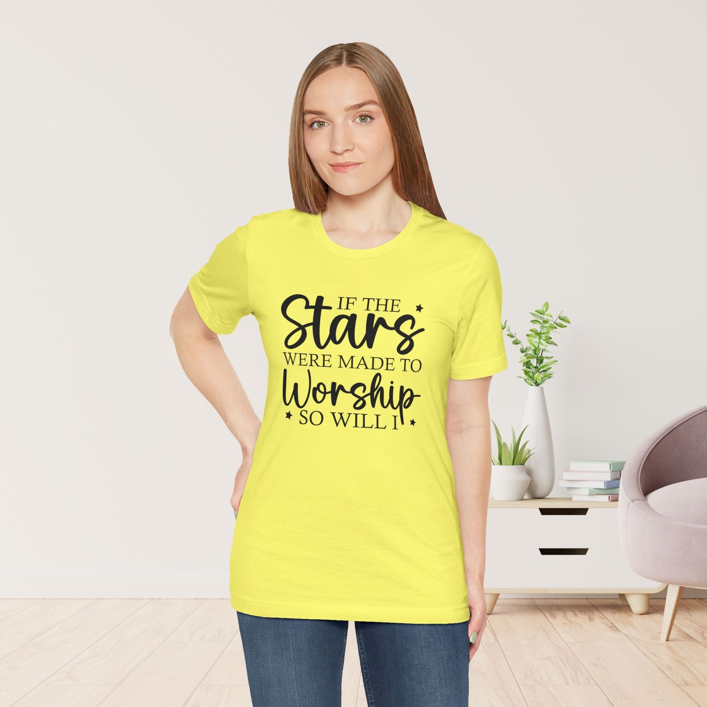 If The Stars Were Made To Worship So Will I Soft Cotton Tee - Christian Tee