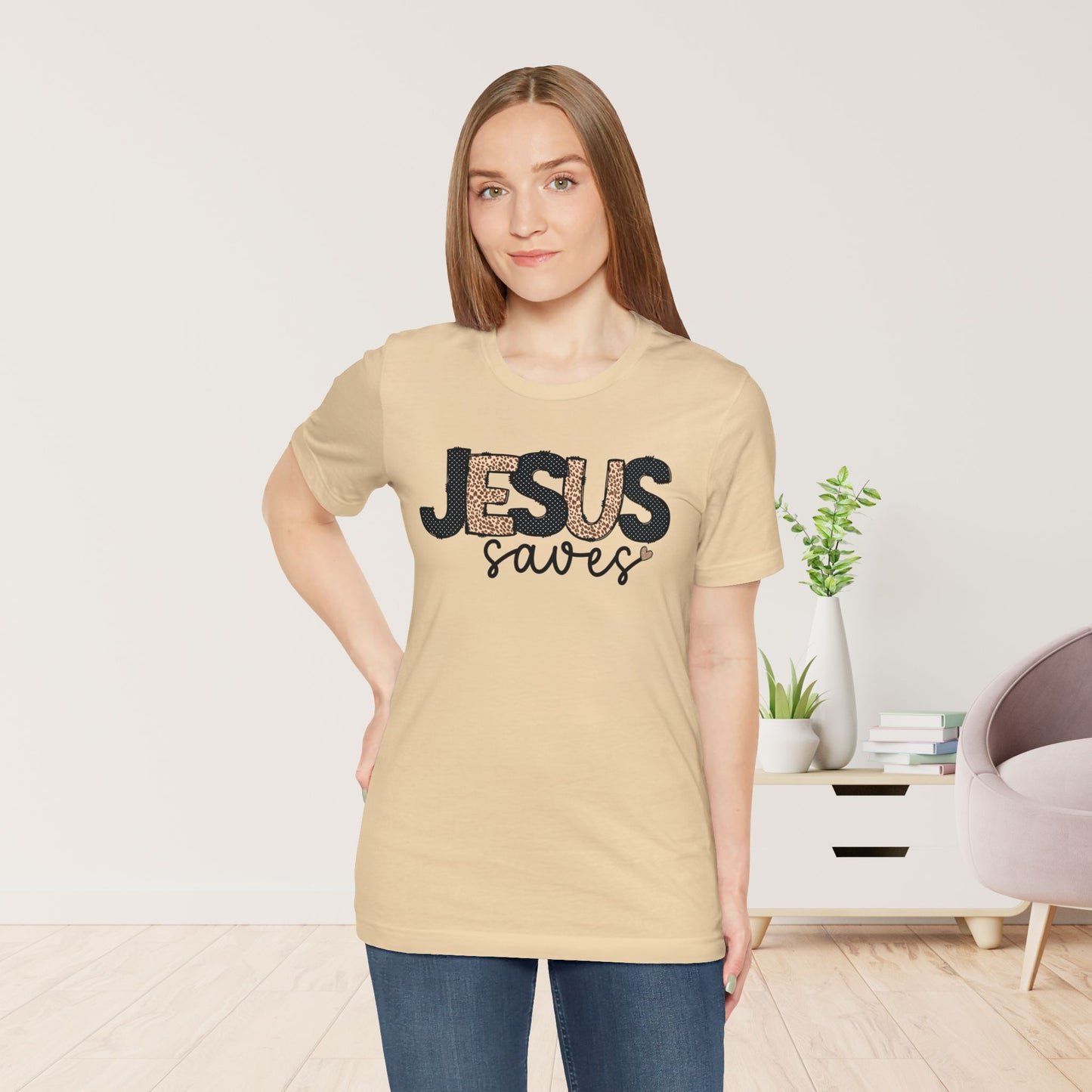 Jesus Saves Soft Cotton Tee - Christian Shirt