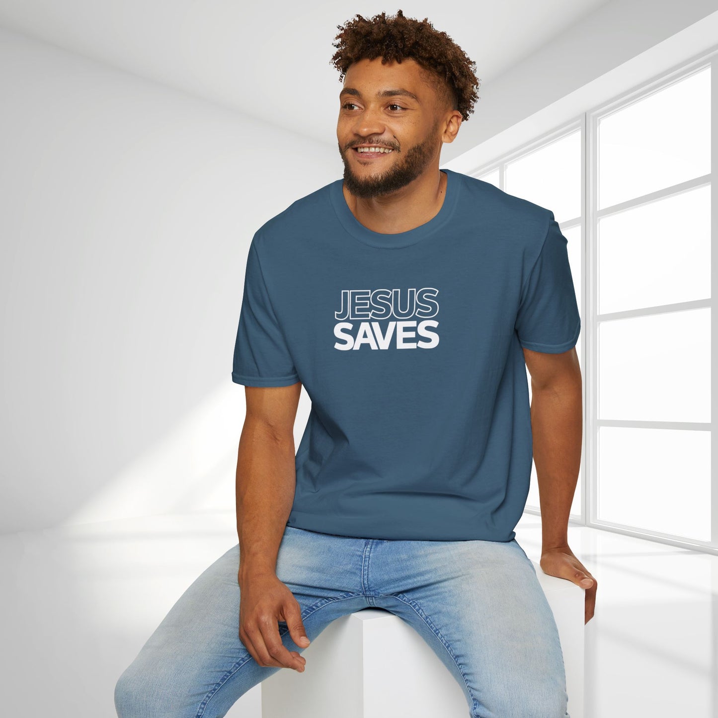 Unisex Jesus Saves Softstyle T-shirt - Acts 4:12 Bible Verse Christian T-shirt