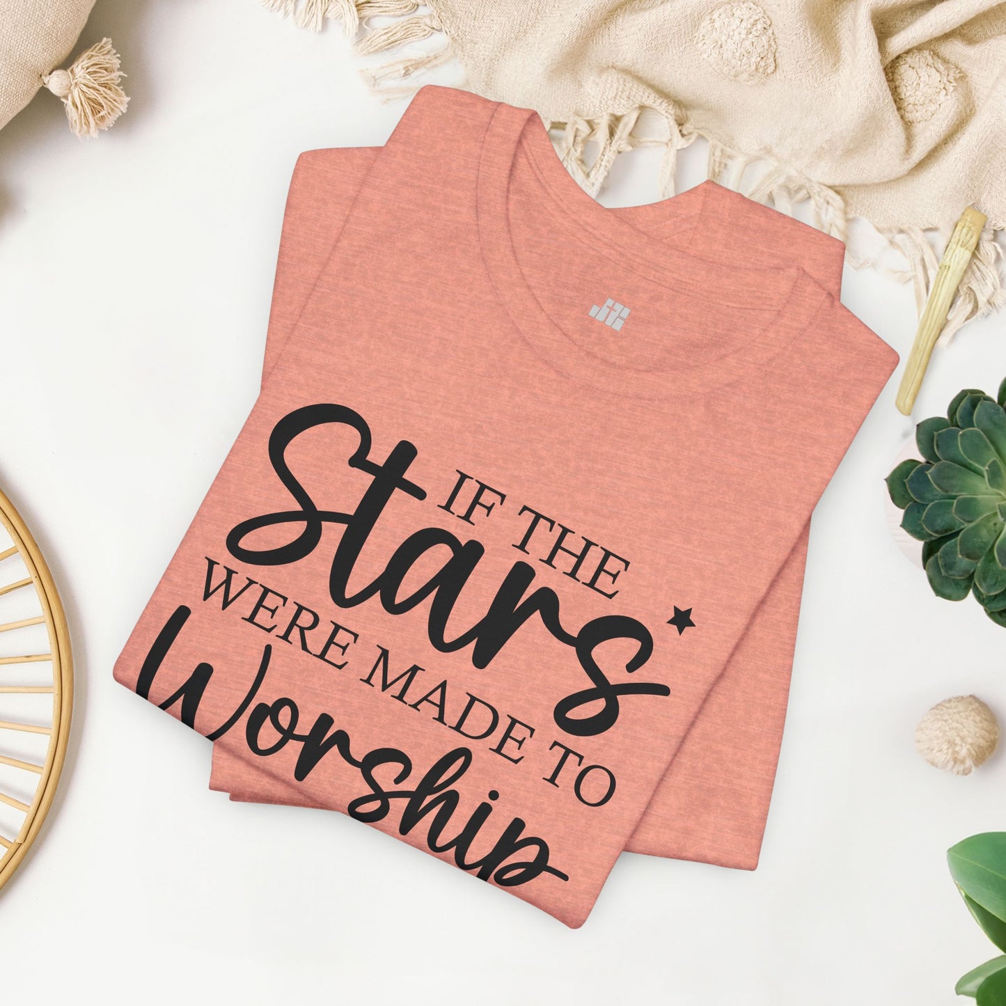 If The Stars Were Made To Worship So Will I Soft Cotton Tee - Christian Tee