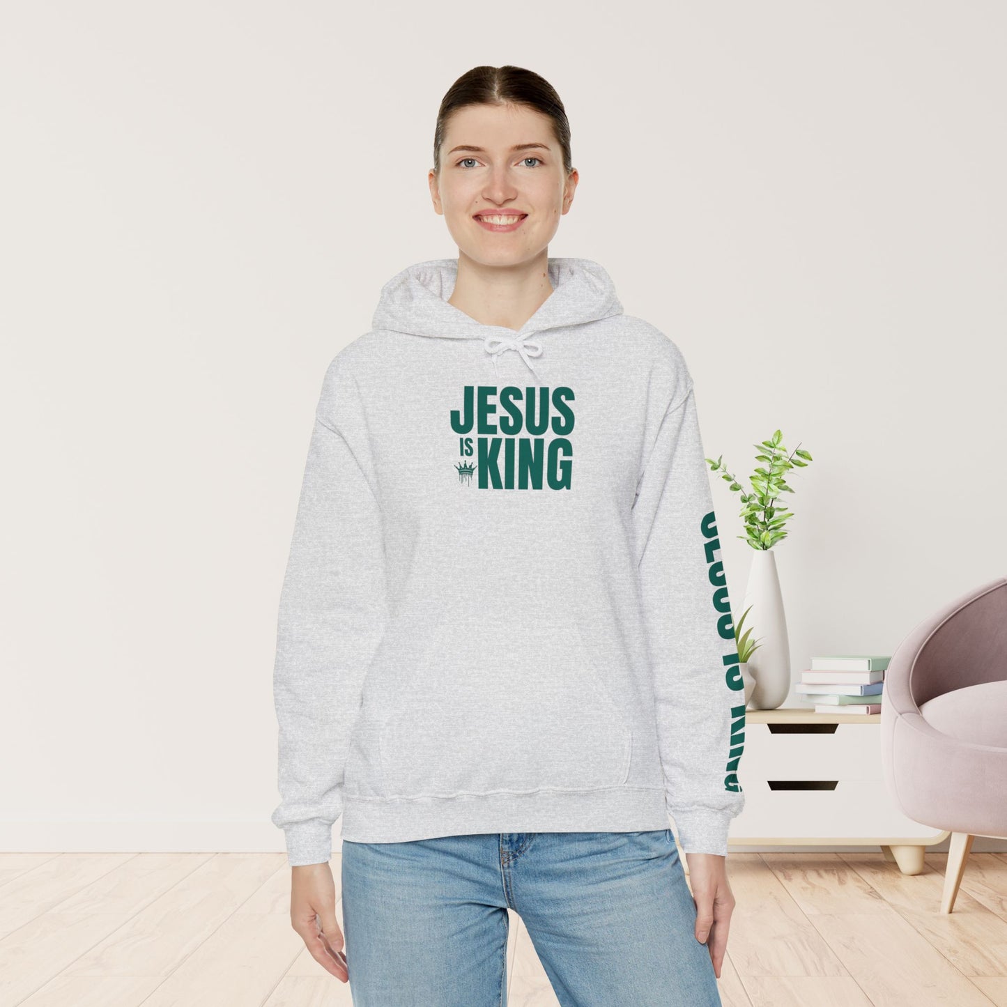 Jesus is King Hoodie - Revelation 19:16 Bible Verse Christian Hoodie