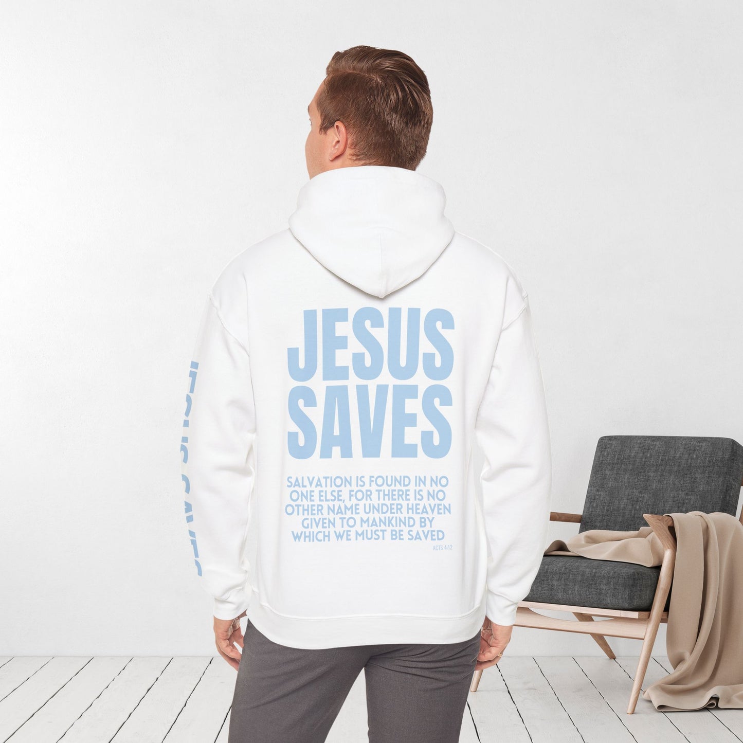 Jesus Saves Hoodie - Acts 4:12 Bible Verse Christian Hoodie