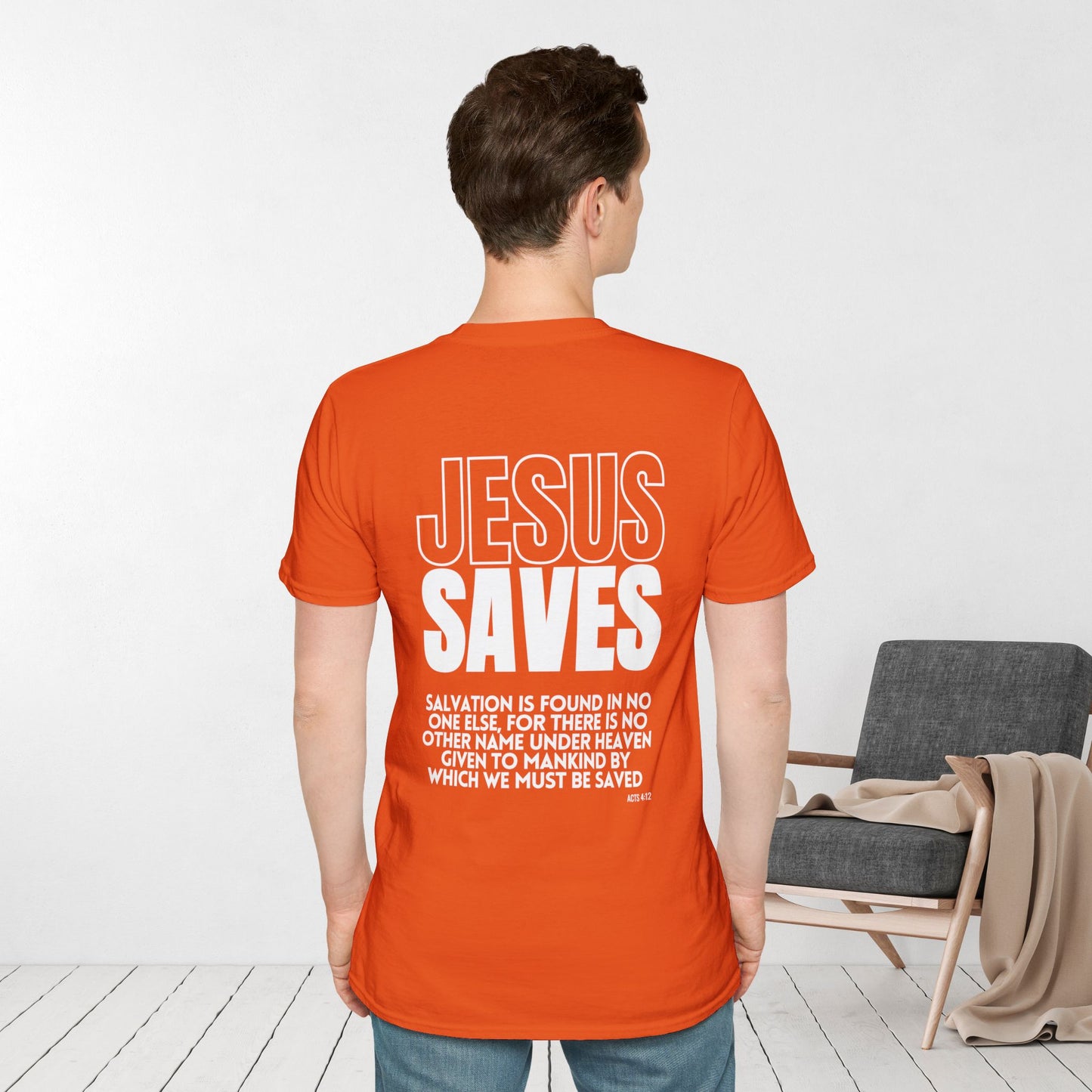 Unisex Jesus Saves Softstyle T-shirt - Acts 4:12 Bible Verse Christian T-shirt