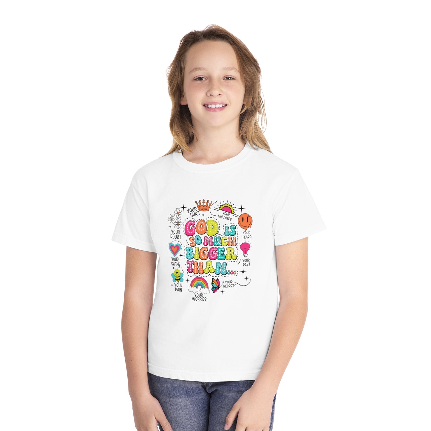 God Is So Much Bigger Comfort Colors Youth Christian Shirt