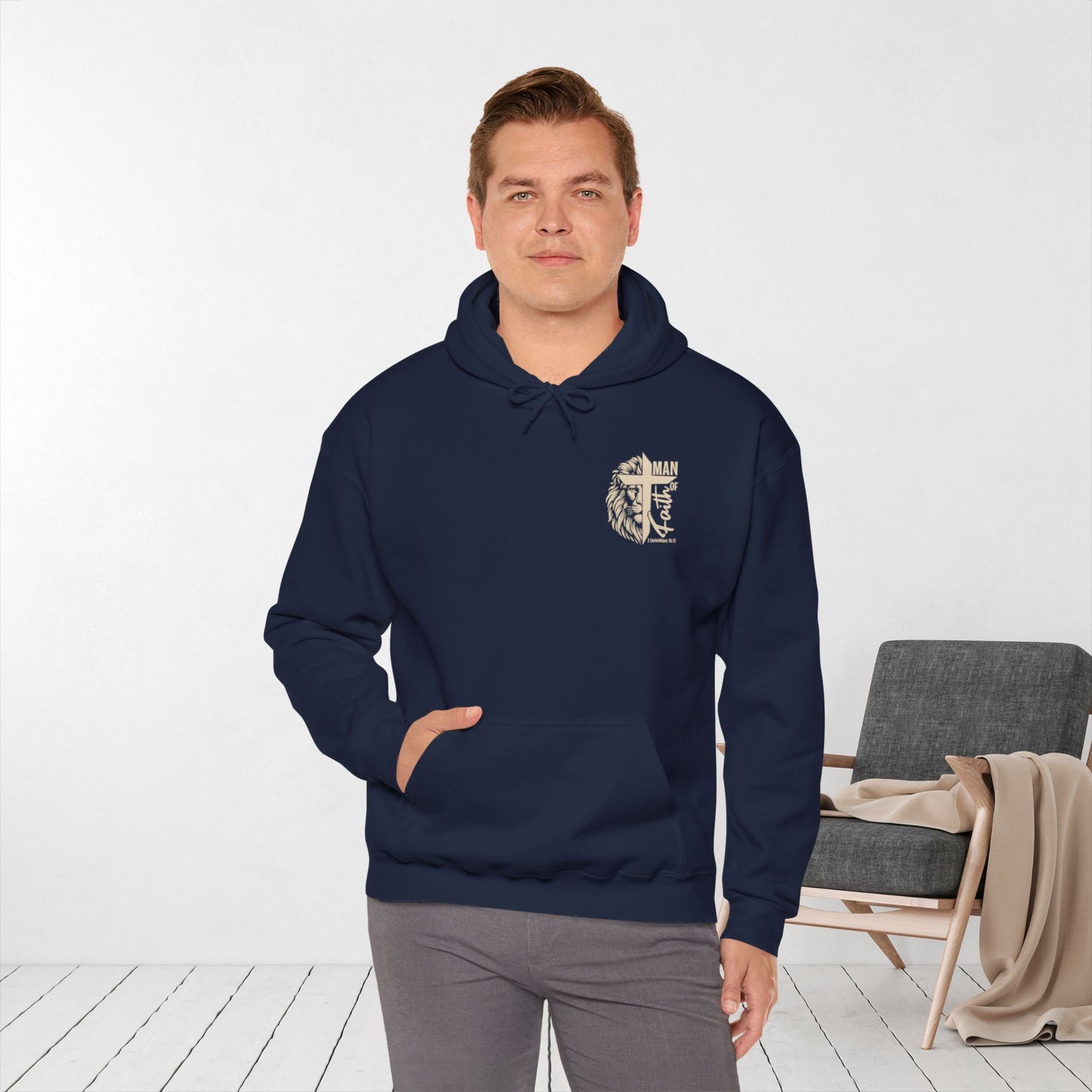 Man of Faith Christian Bible Verse Hoodie - Men's Hoodie