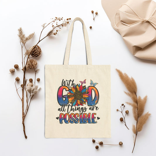 With God All Things Are Possible Canvas Tote Bag