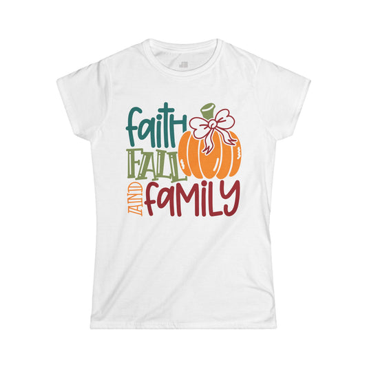 Christian Women's Faith Fall And Family Softstyle T-shirt