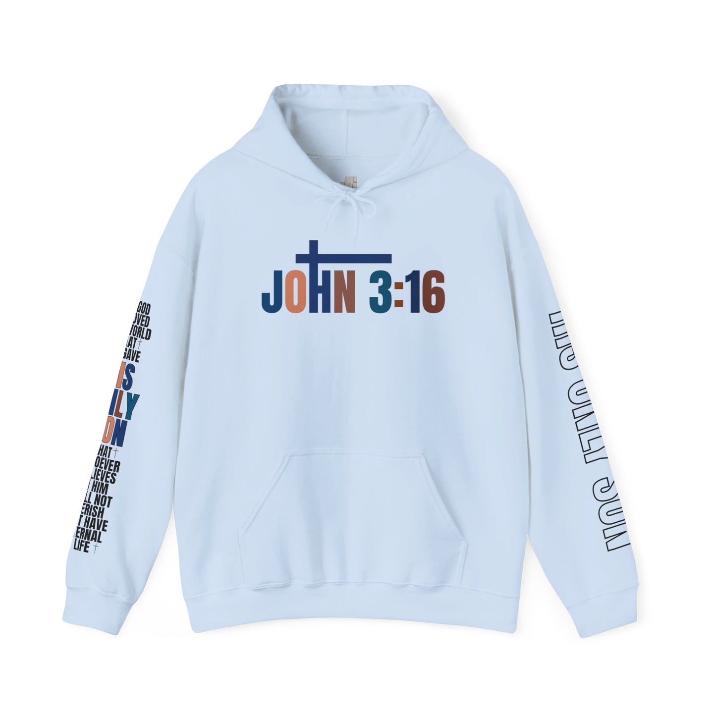 Blue His Only Son John 3:16 Bible Verse Christian Hoodie