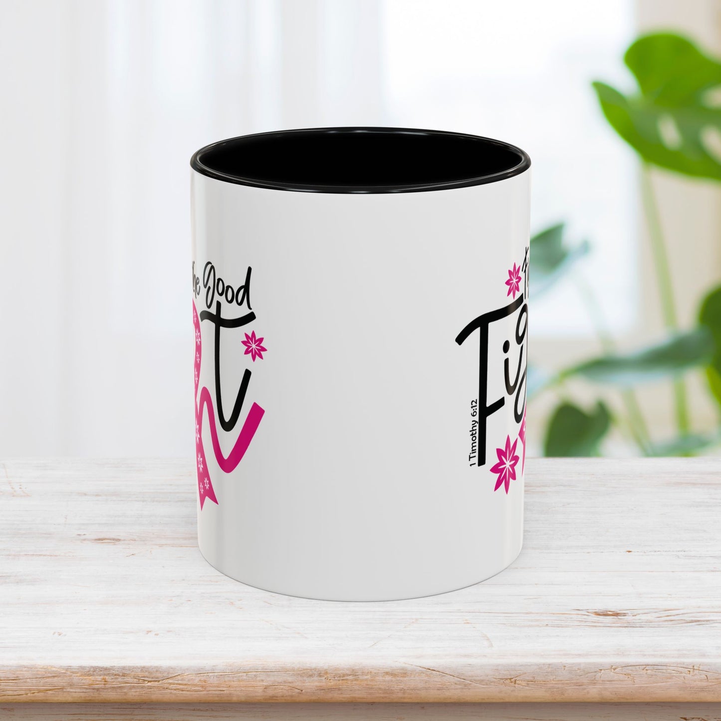 Fight The Good Fight Mug - Christian Cancer Awareness Coffee Mug