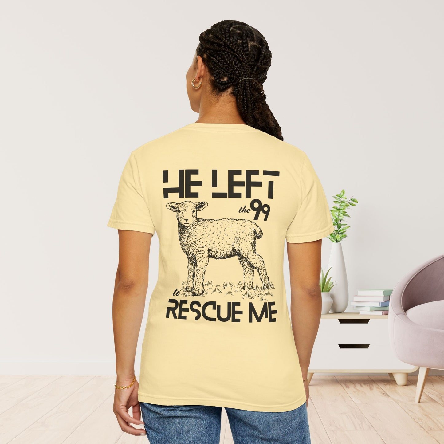 Rescued T-shirt - He Left The 99 to Rescue Me Comfort Colors Christian Shirt