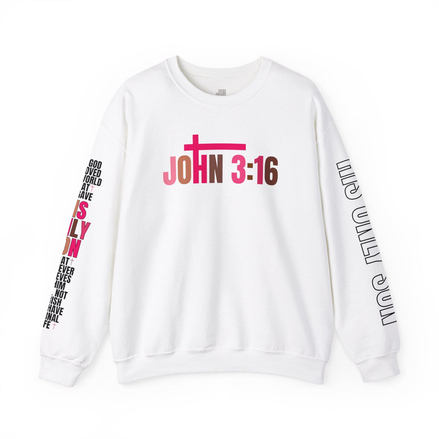 Pink His Only Son John 3:16 Bible Verse Christian Sweatshirt