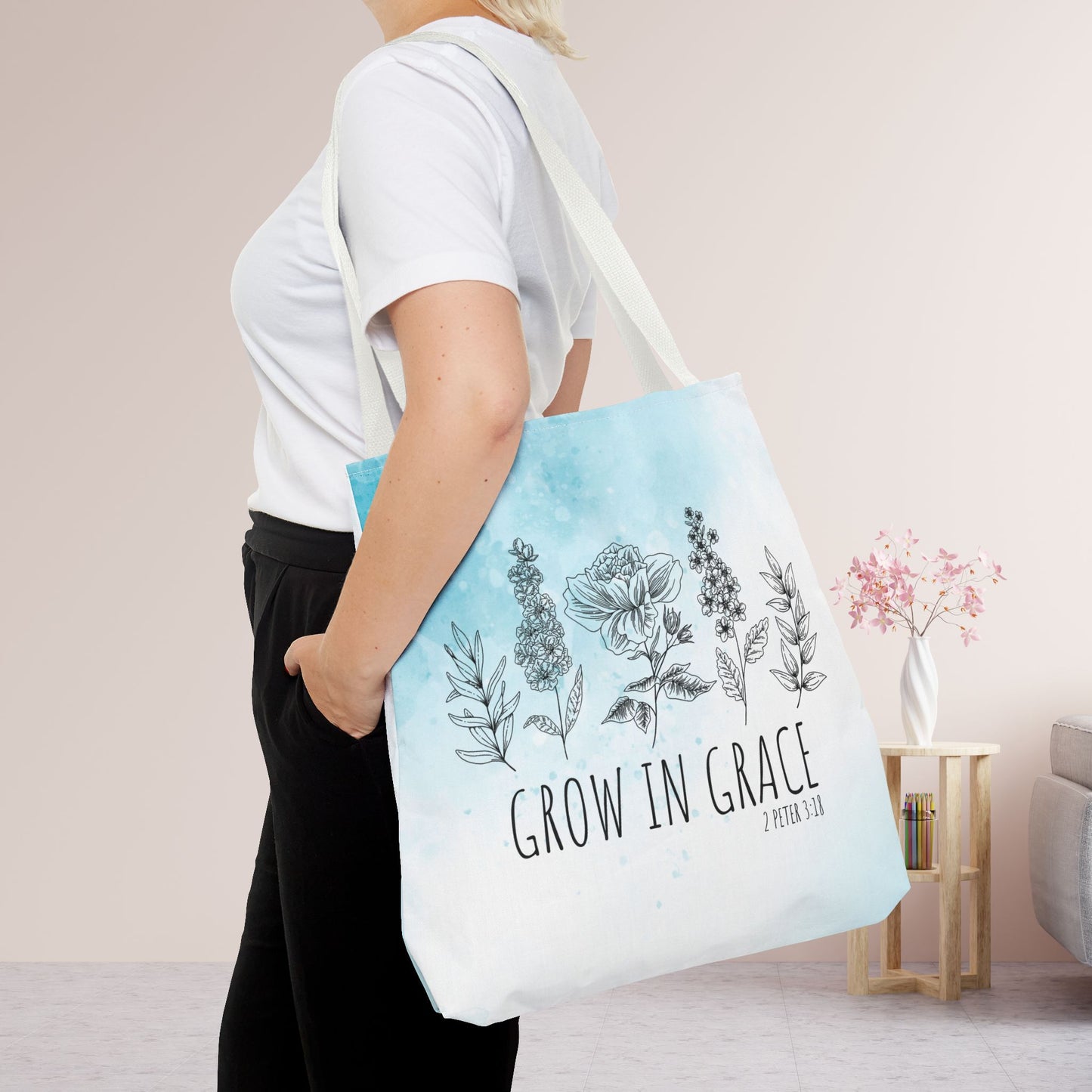 Grow in Grace Tote Bag - Christian Tote Bag