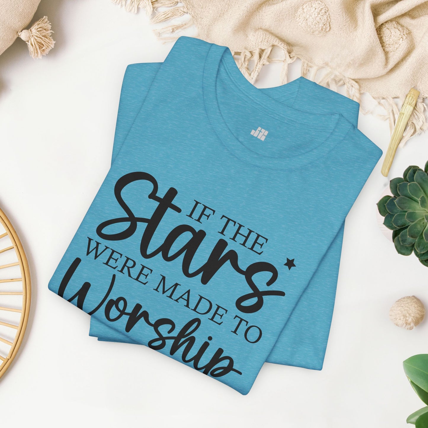 If The Stars Were Made To Worship So Will I Soft Cotton Tee - Christian Tee