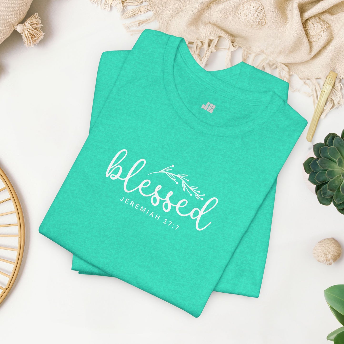 Blessed Soft Cotton Tee - Jeremiah 17:7 Christian Bible Verse Shirt