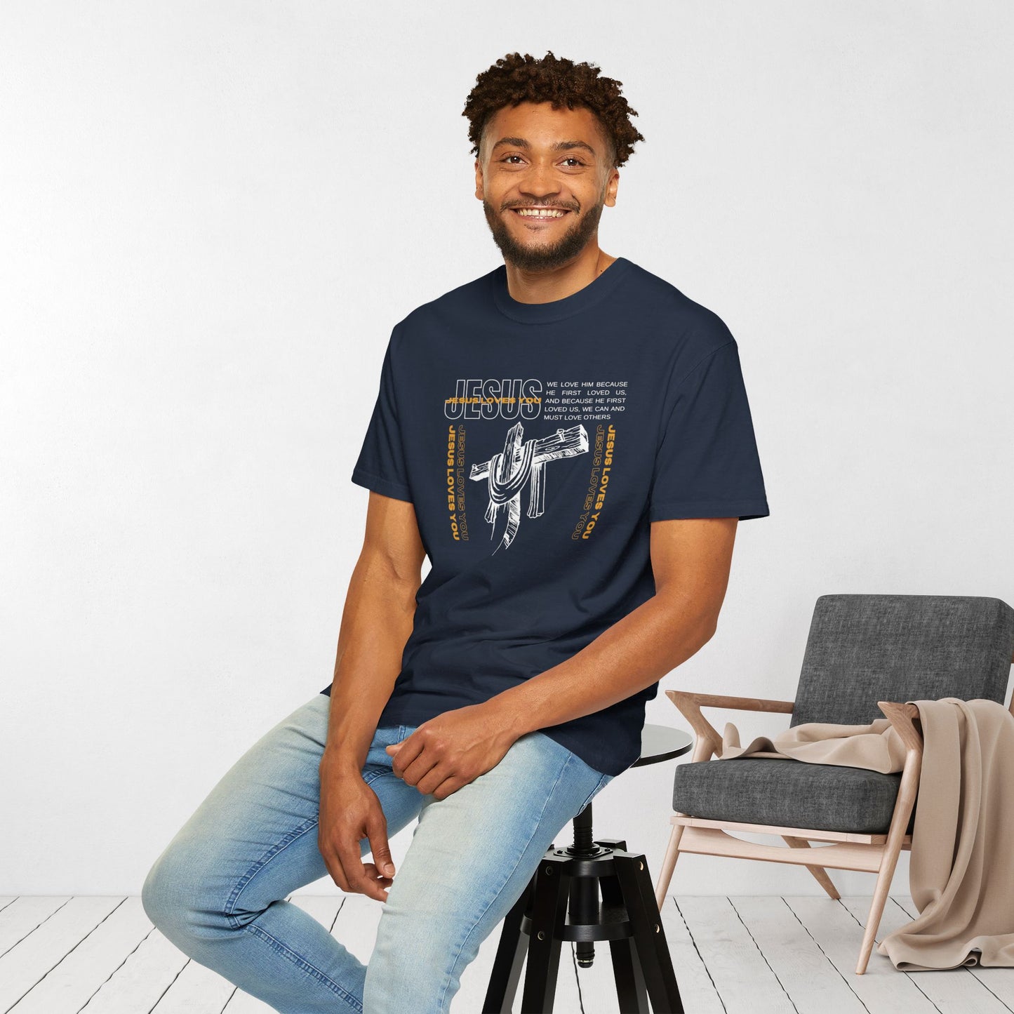 Comfort Colors Trendy Men's Jesus Loves You Shirt