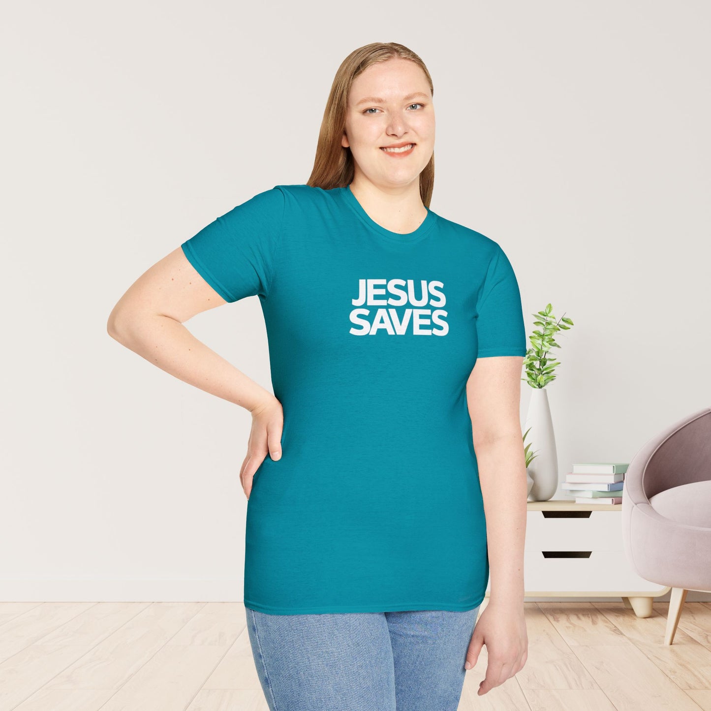 Unisex Jesus Saves Softstyle T-shirt - Acts 4:12 Bible Verse Christian T-shirt