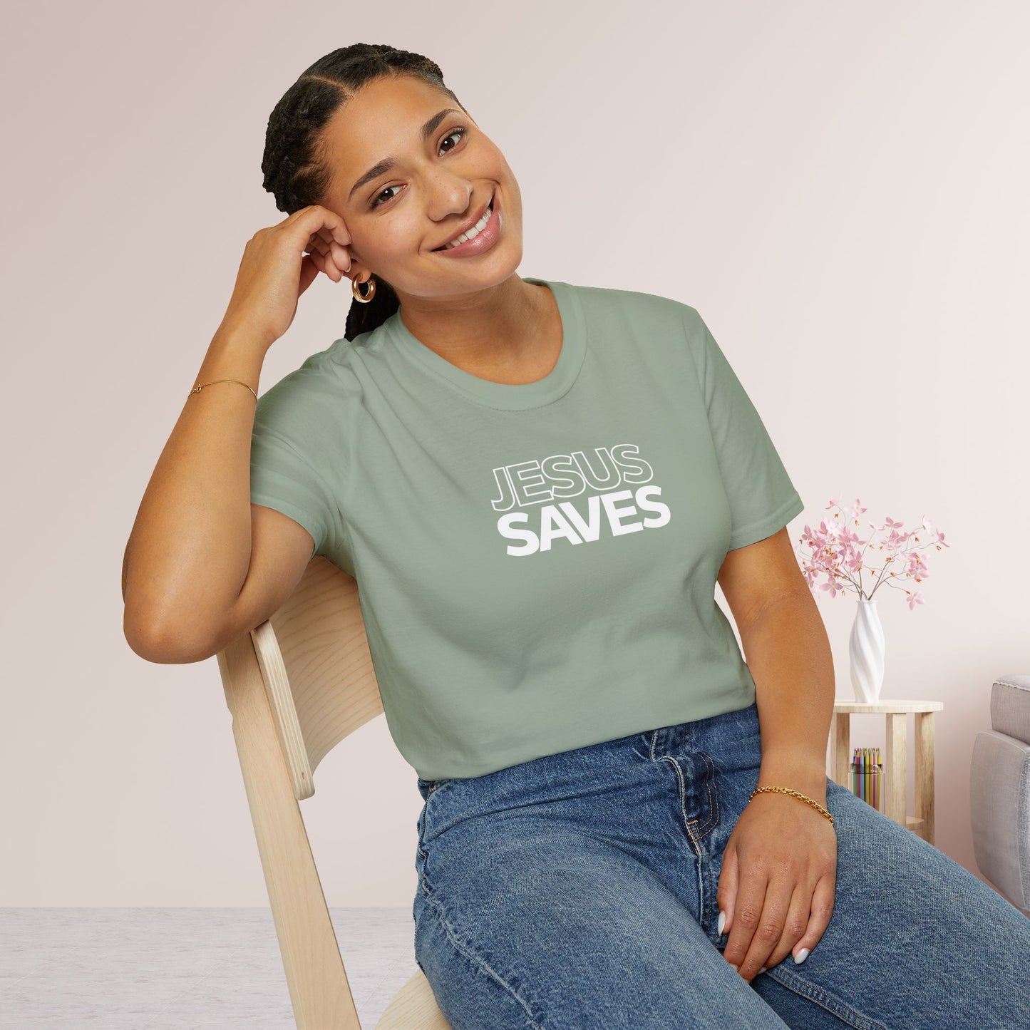 Unisex Jesus Saves Softstyle T-shirt - Acts 4:12 Bible Verse Christian T-shirt