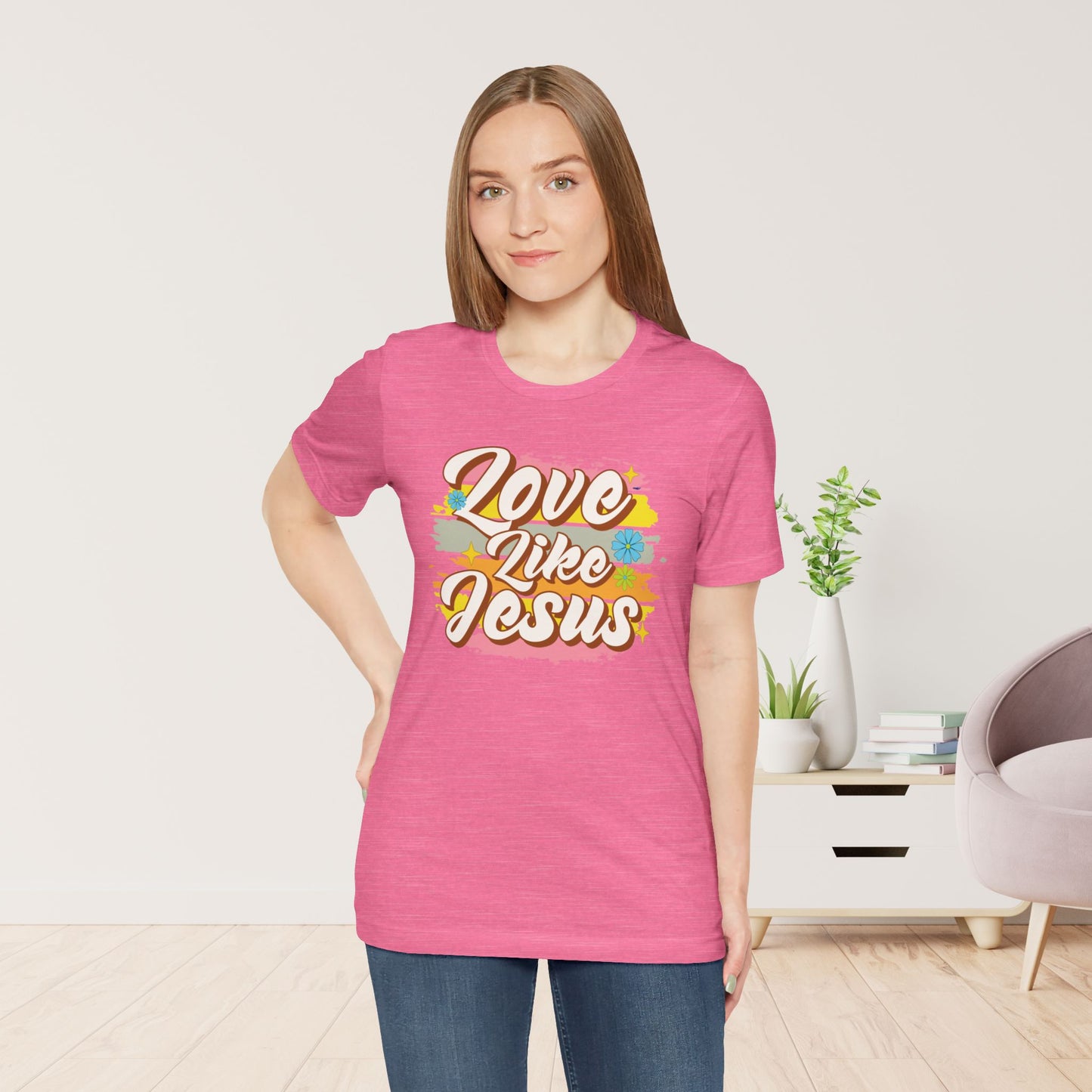 Groovy Love Like Jesus Soft Cotton Tee - Christian Shirt