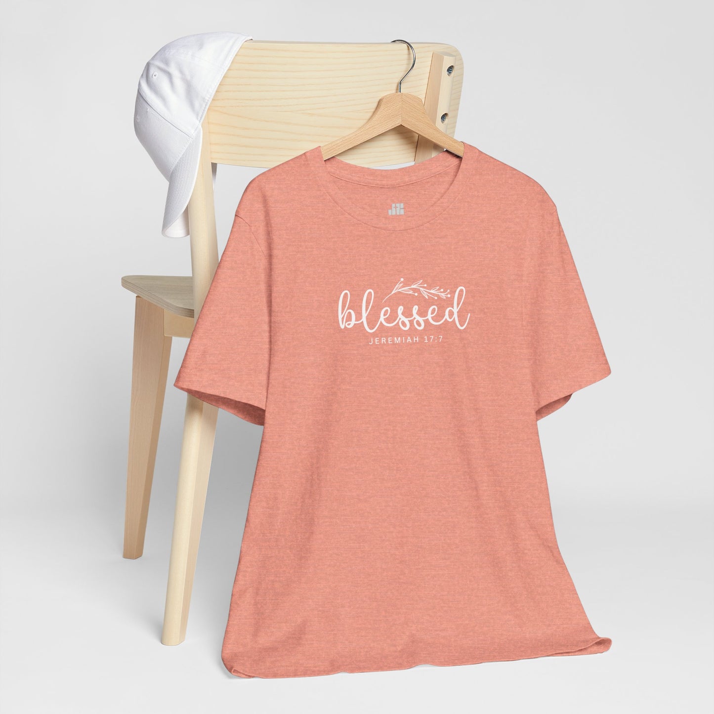 Blessed Soft Cotton Tee - Jeremiah 17:7 Christian Bible Verse Shirt