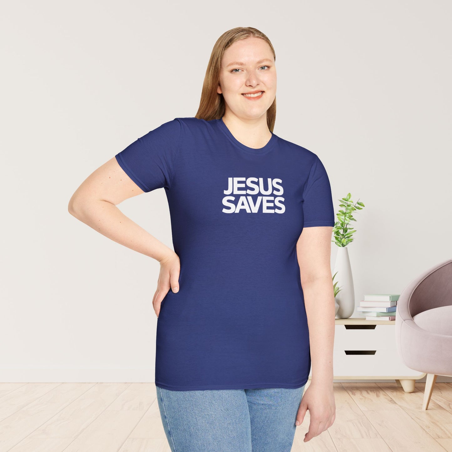 Unisex Jesus Saves Softstyle T-shirt - Acts 4:12 Bible Verse Christian T-shirt