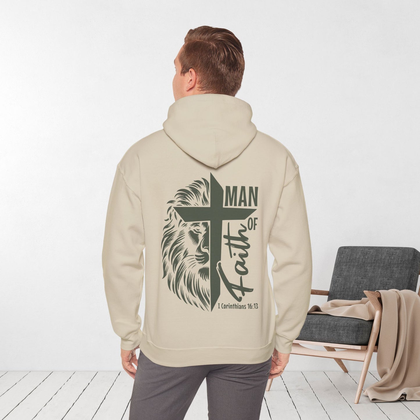 Man of Faith Christian Bible Verse Hoodie - Men's Hoodie