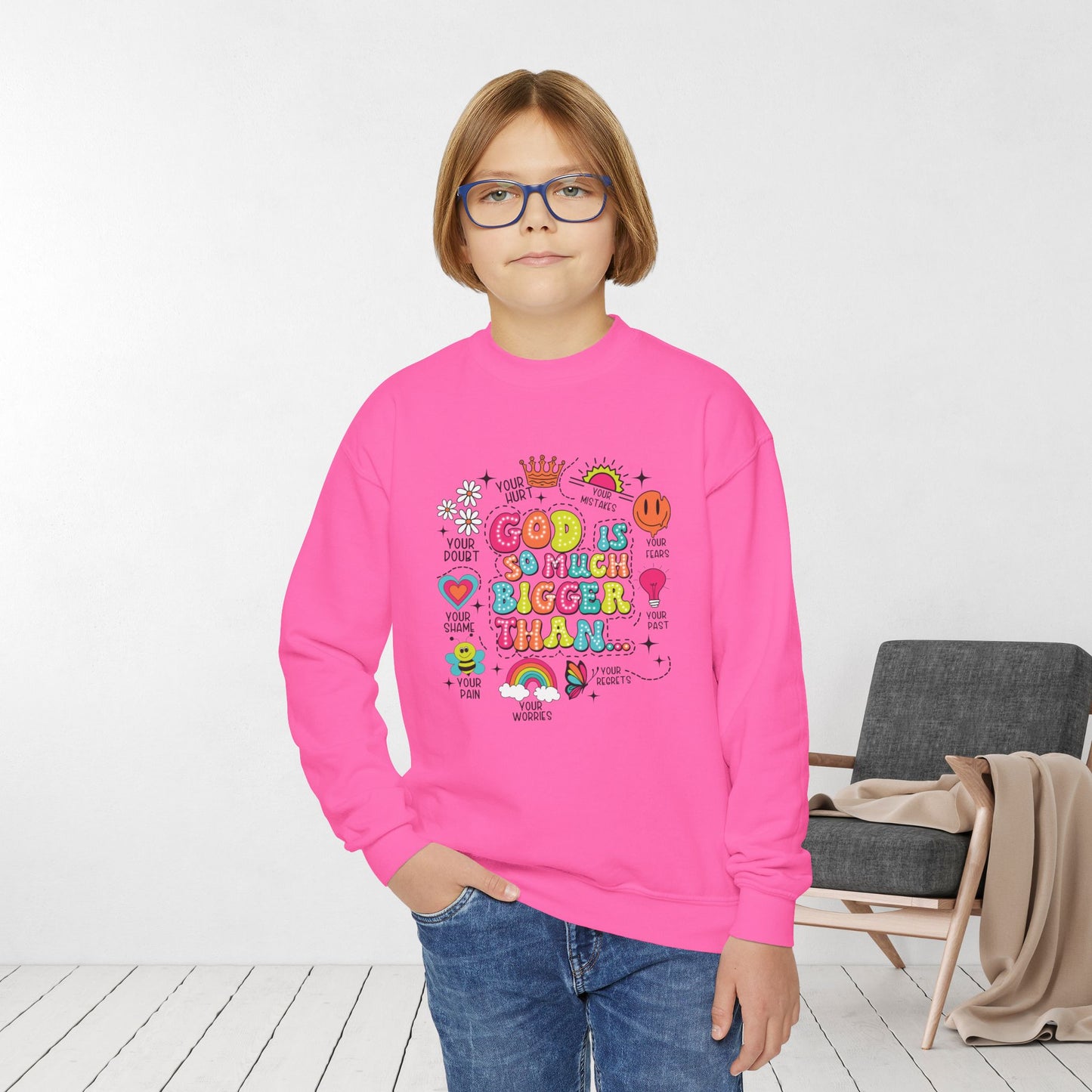 God Is So Much Bigger Youth Christian Sweatshirt