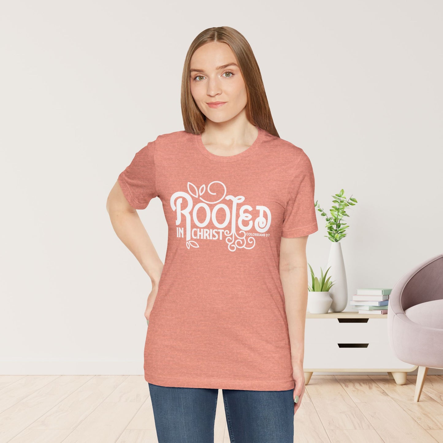 Rooted in Christ Shirt - Bible Verse Christian Soft Cotton Tee