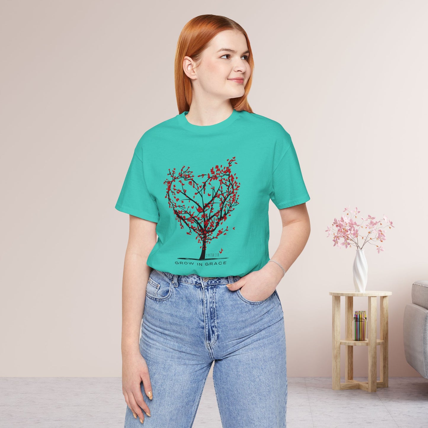 Grow in Grace Bible Verse Soft Cotton Tee