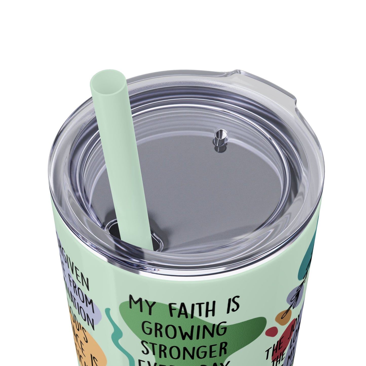 Christian Bible Affirmations Skinny Tumbler with Straw - 20oz