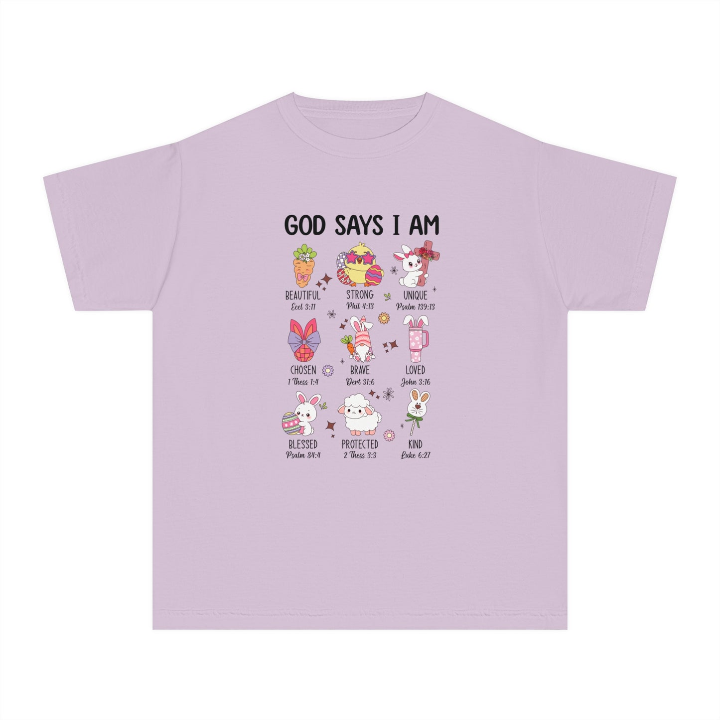 God Says I Am... Comfort Colors Youth Shirt - Christian Easter T-shirt