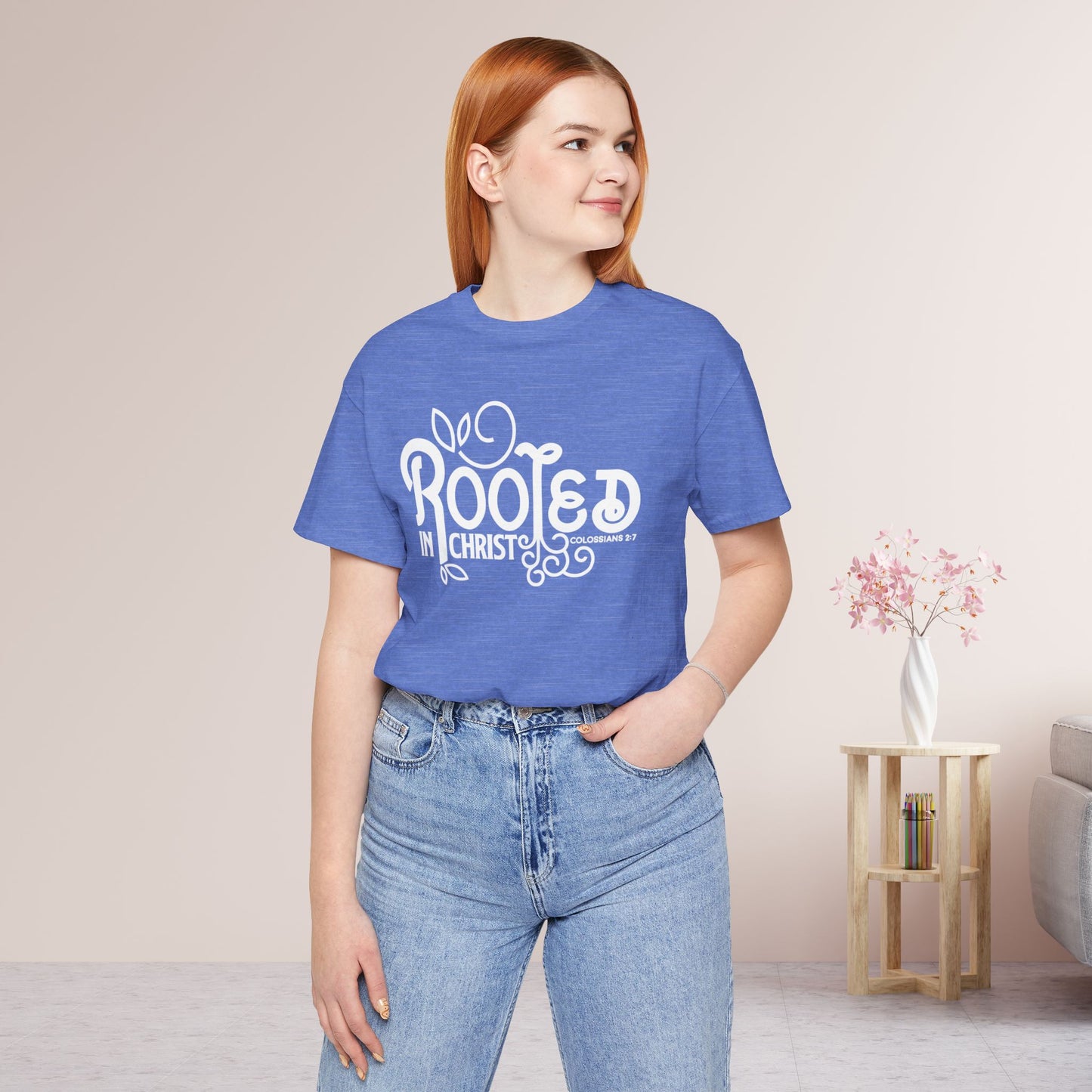 Rooted in Christ Shirt - Bible Verse Christian Soft Cotton Tee