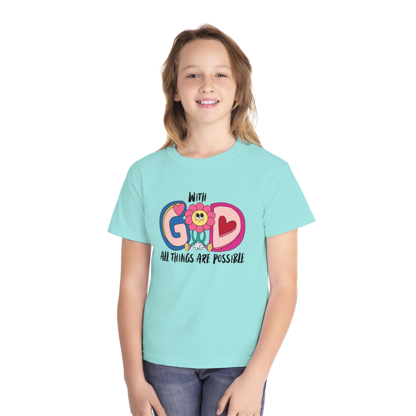 With God All Things Are Possible Comfort Colors Youth Tee