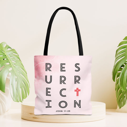 Resurrection John 11:25 Tote Bag - Christian Tote Bag