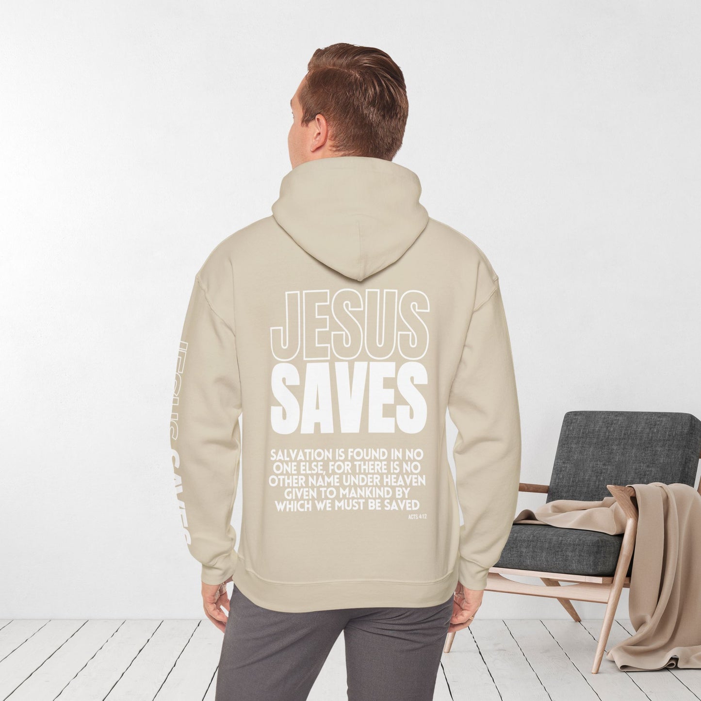 Jesus Saves Hoodie - Acts 4:12 Bible Verse Christian Hoodie