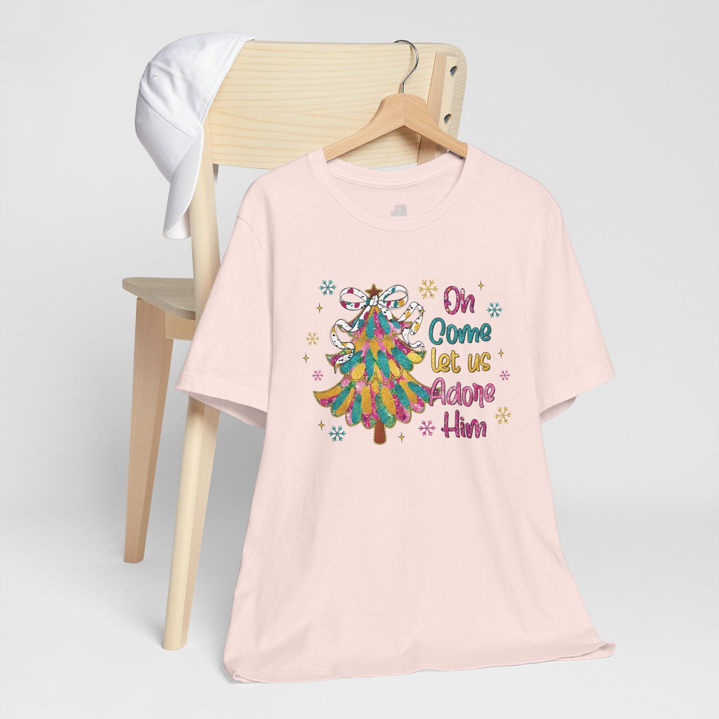 Oh Come Let Us Adore Him Soft Cotton Tee - Holiday Christian Shirt