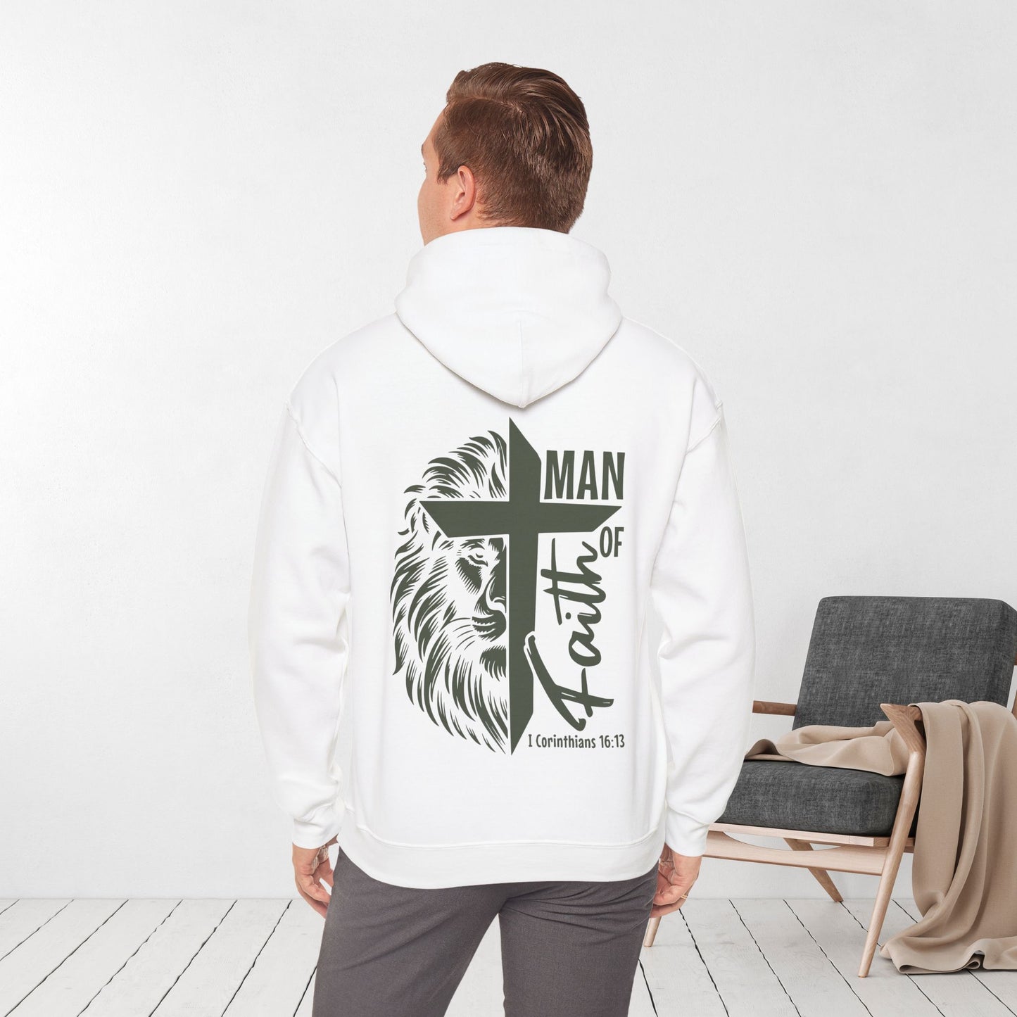 Man of Faith Christian Bible Verse Hoodie - Men's Hoodie