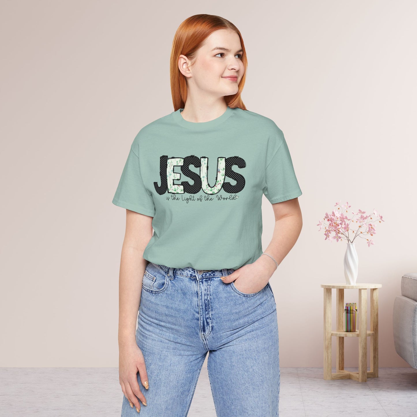 Jesus is the Light of the World Soft Cotton Tee - Christian Shirt