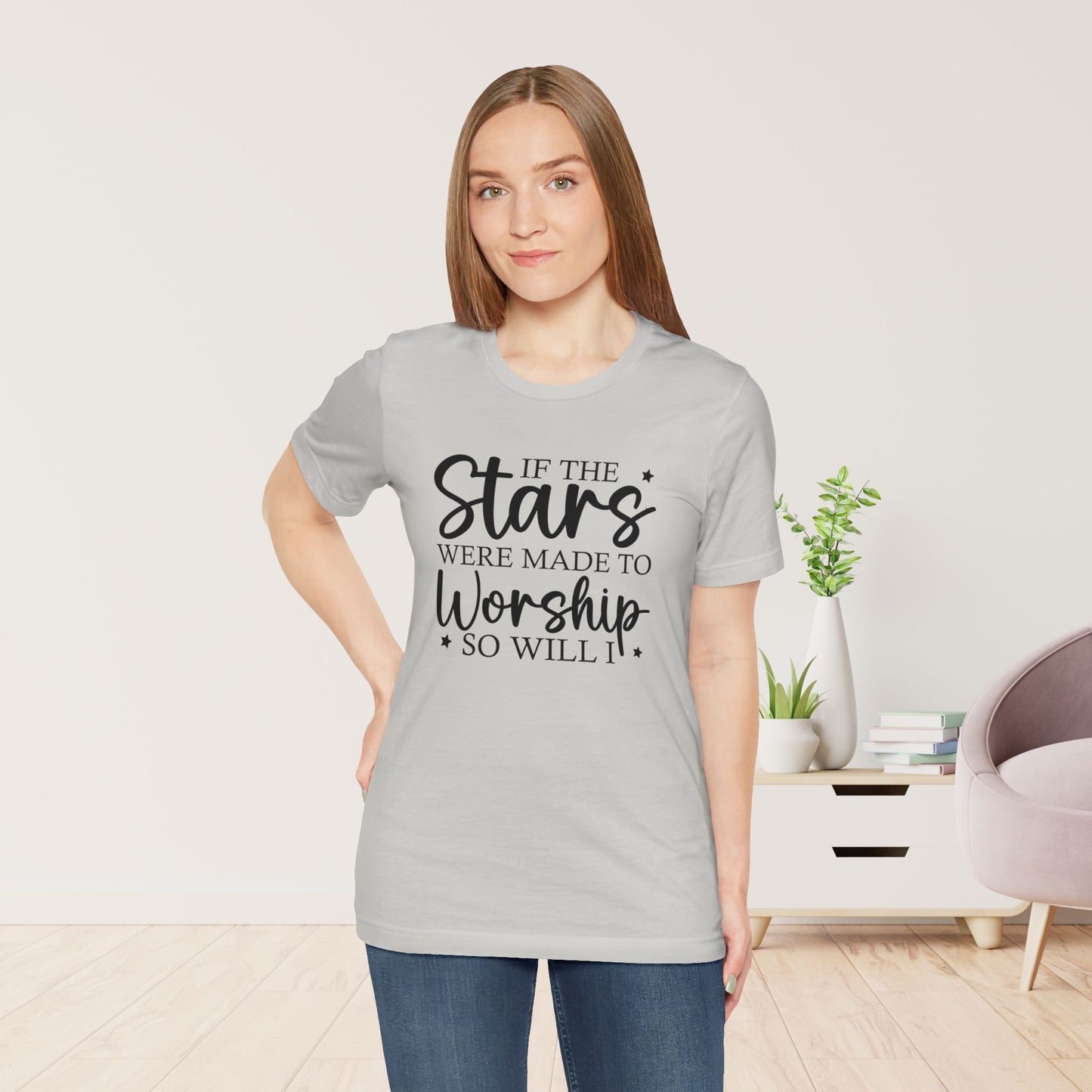 If The Stars Were Made To Worship So Will I Soft Cotton Tee - Christian Tee