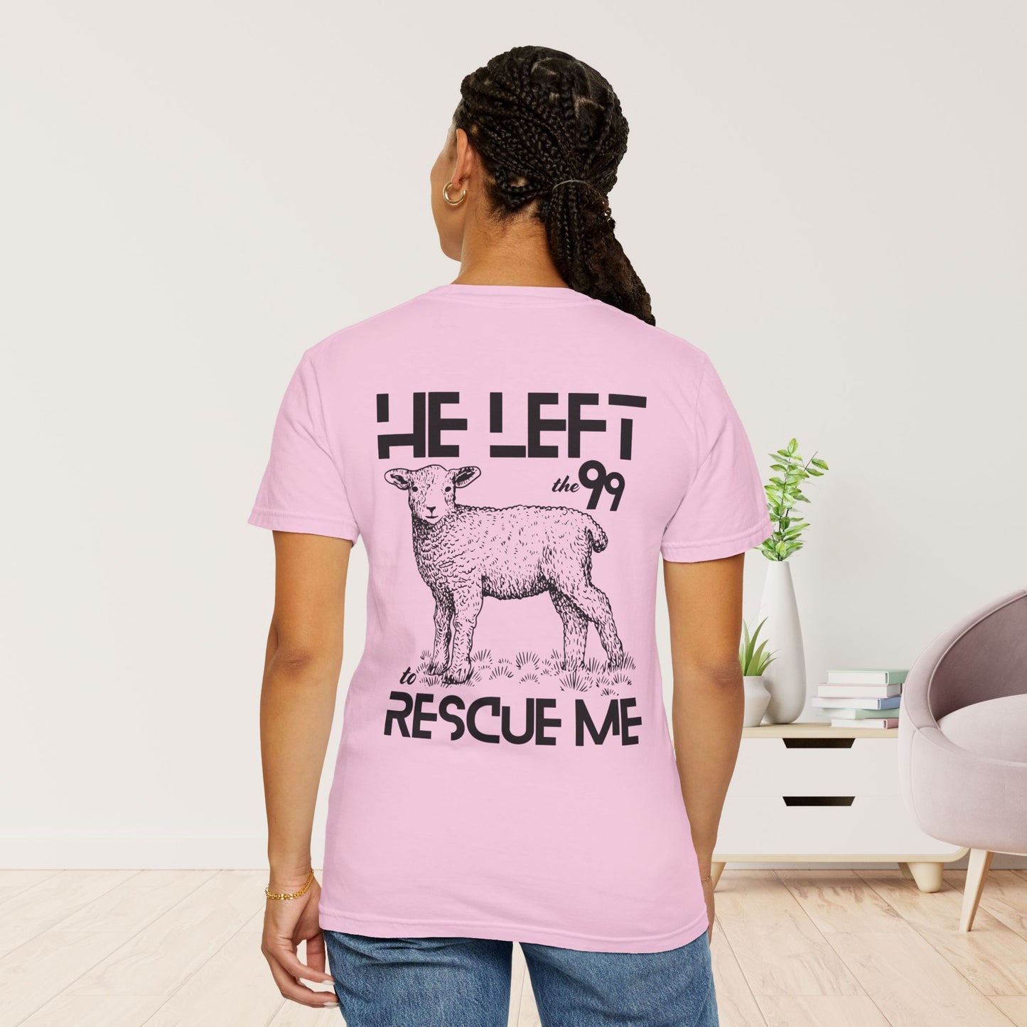 Rescued T-shirt - He Left The 99 to Rescue Me Comfort Colors Christian Shirt