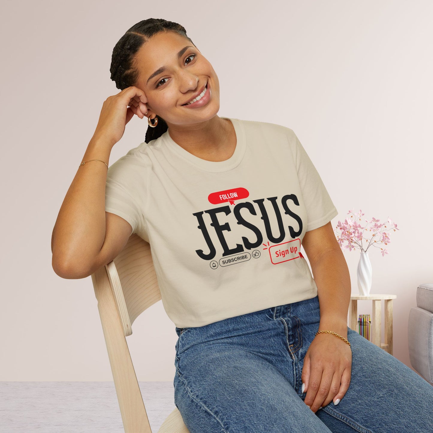 Unisex Follow Jesus Softstyle T-shirt - Trendy  Christian Tee